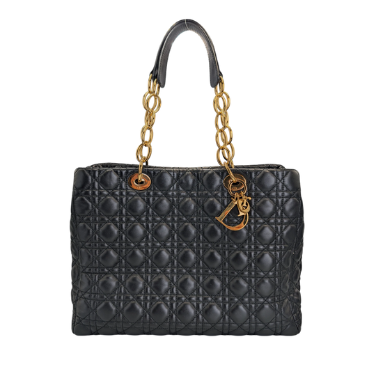 Dior Lady Dior Soft Large Black Lambskin Gold