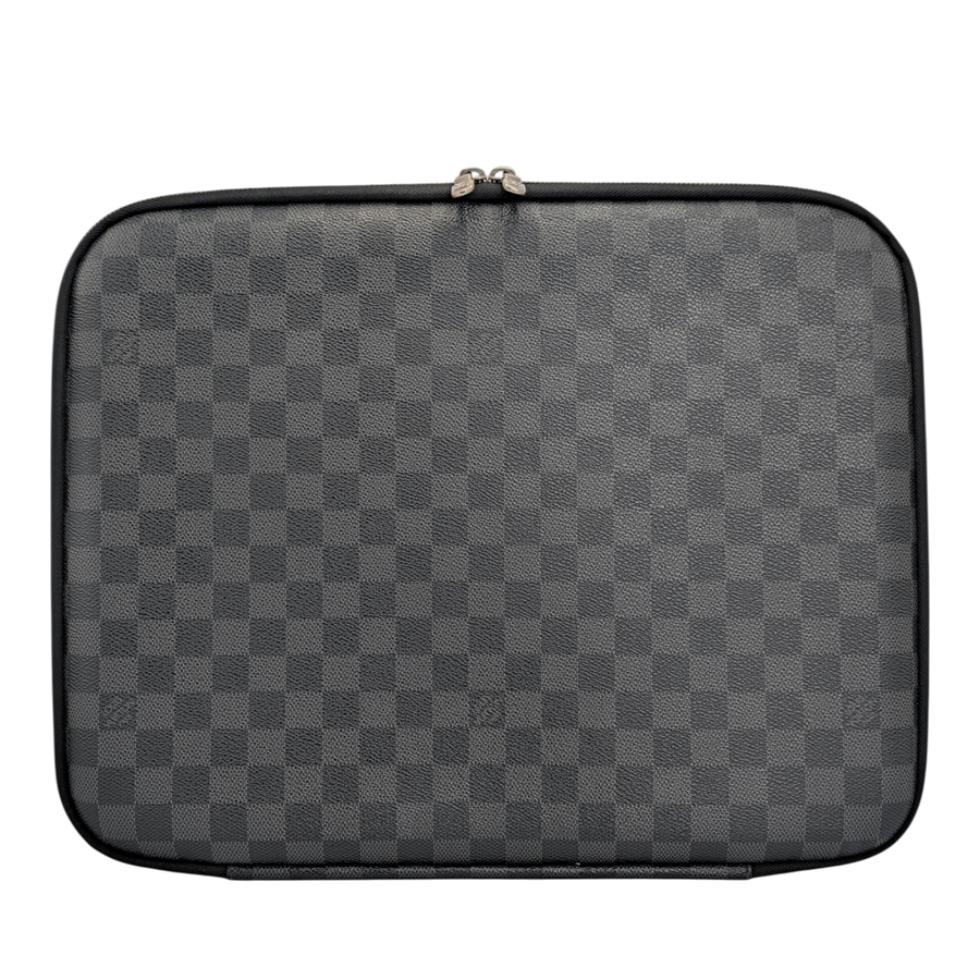 Secondhandbags AG Louis Vuitton Laptop-Hülle aus grauem Damier Graphite Canvas mit Reißverschluss