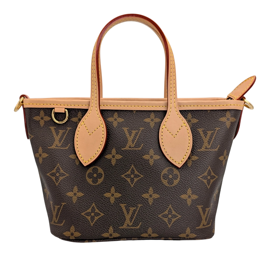 Secondhandbags AG Louis Vuitton Neverfull BB Handtasche aus braunem Monogram Canvas mit Vachetta-Lederbesatz
