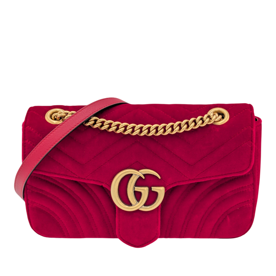 Gucci Marmont Flap Small Red Velvet