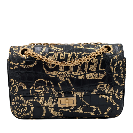 Chanel Reissue 2.55 Flap Bag Graffiti Crocodile Embossed Calfskin