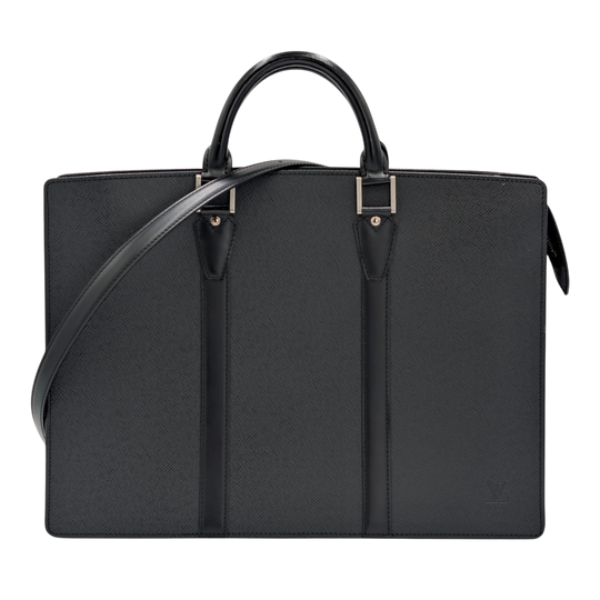 Louis Vuitton Lozan Briefcase Black Taiga