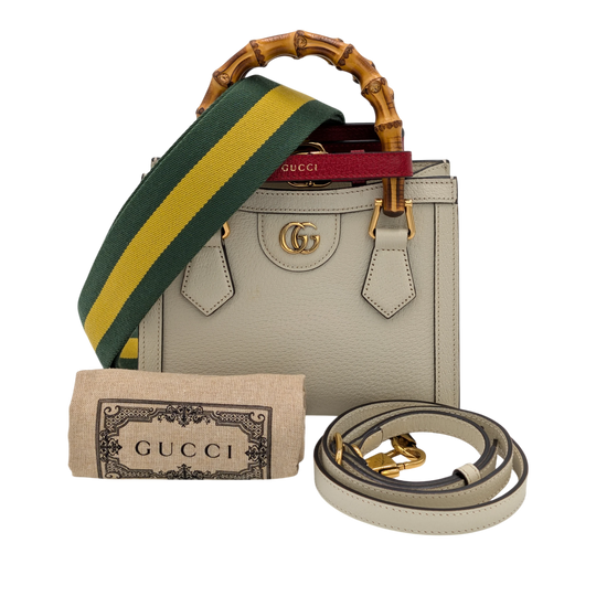 Gucci Diana Bamboo Bag Small White Leather