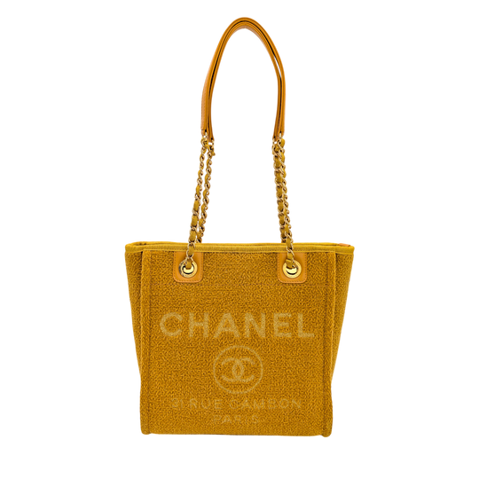 Chanel Deauville Tote Medium Yellow Tweed