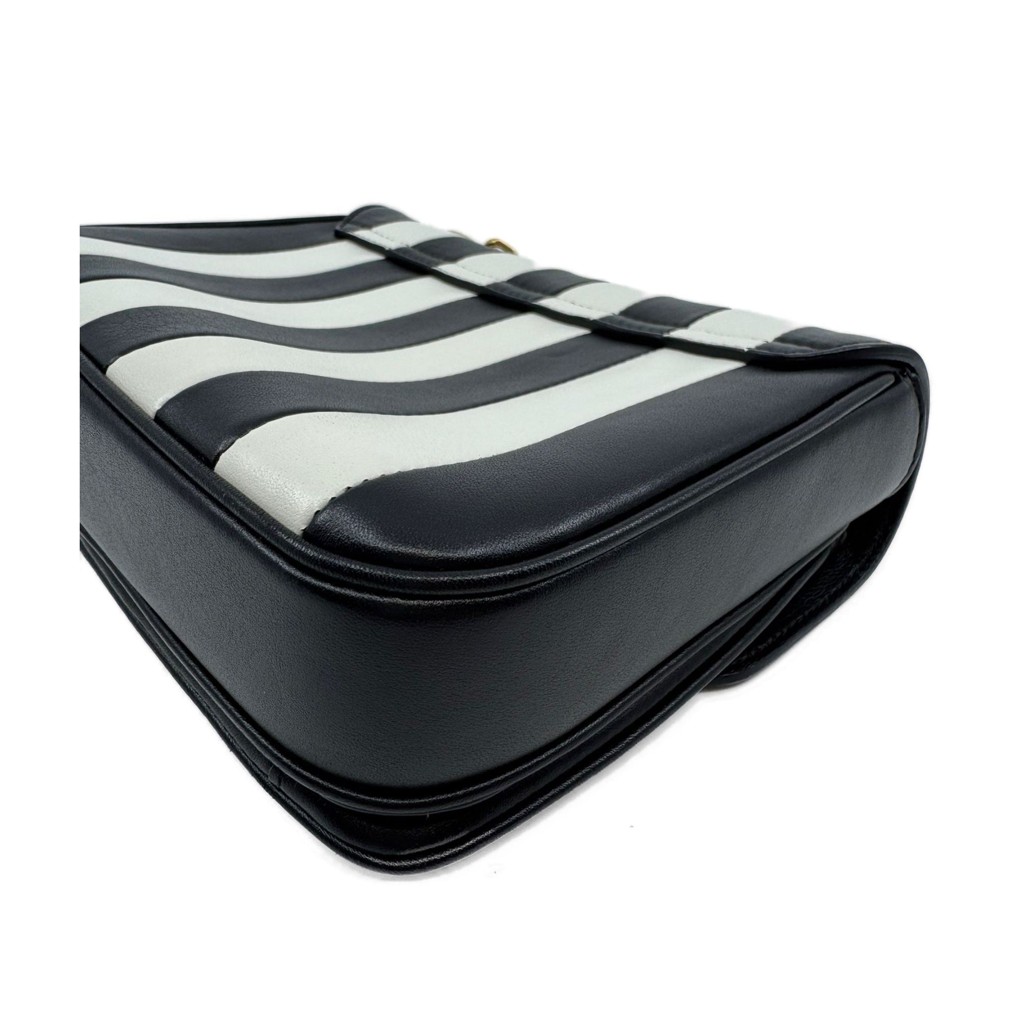 Celine C Bag Black & White Vertical Stripes