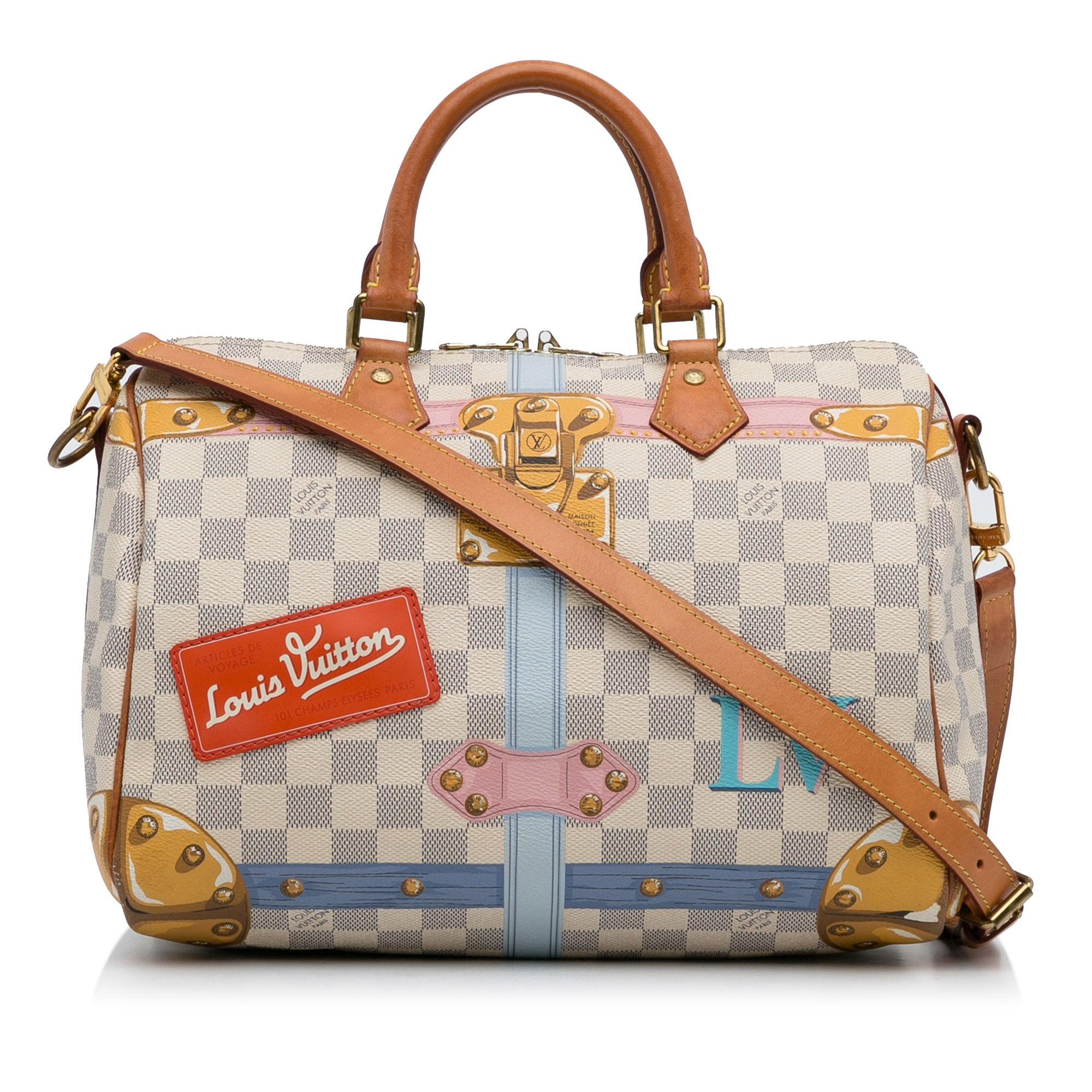 Louis Vuitton Speedy Bandouliere 30 Denim Monogram Check Blue/Red in Denim  Canvas/Cowhide Leather with Gold-tone - GB