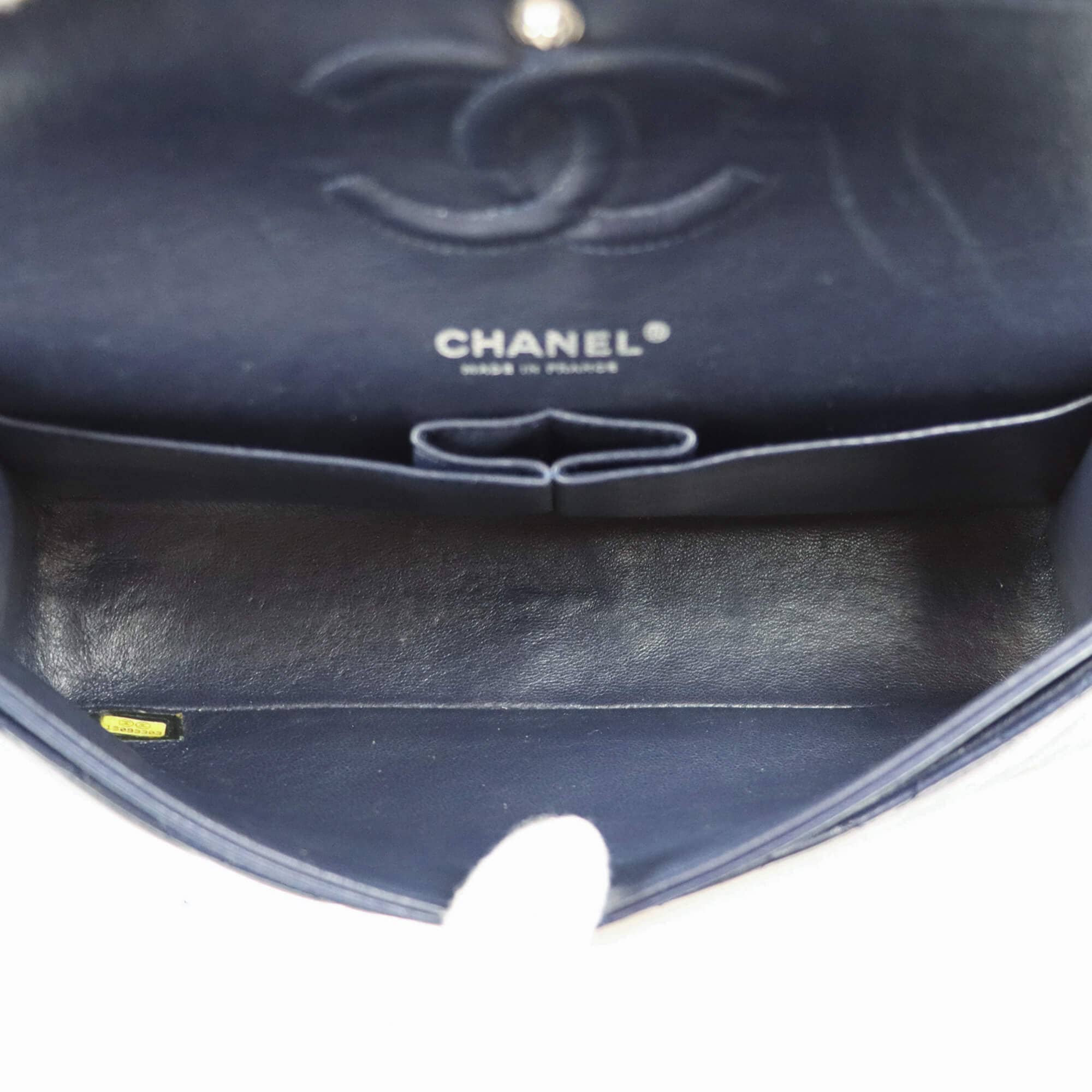Chanel Classic Double Flap Medium Navy Lambskin Silver