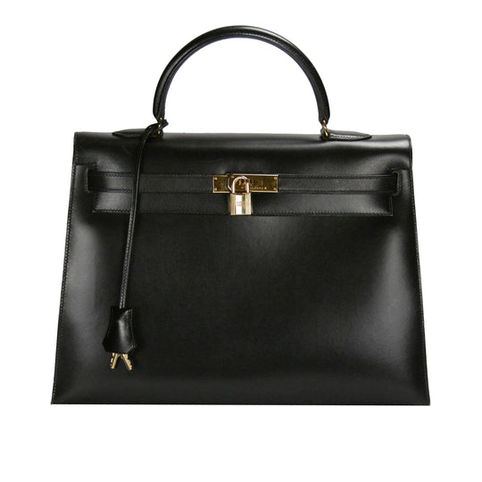 Hermès Kelly 35 Black Boxcalf Gold