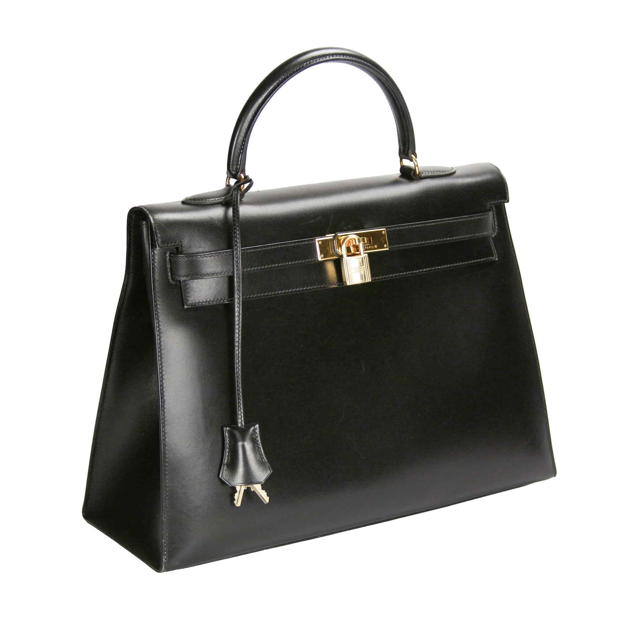 Hermès Kelly 35 Black Boxcalf Gold - Secondhandbags AG