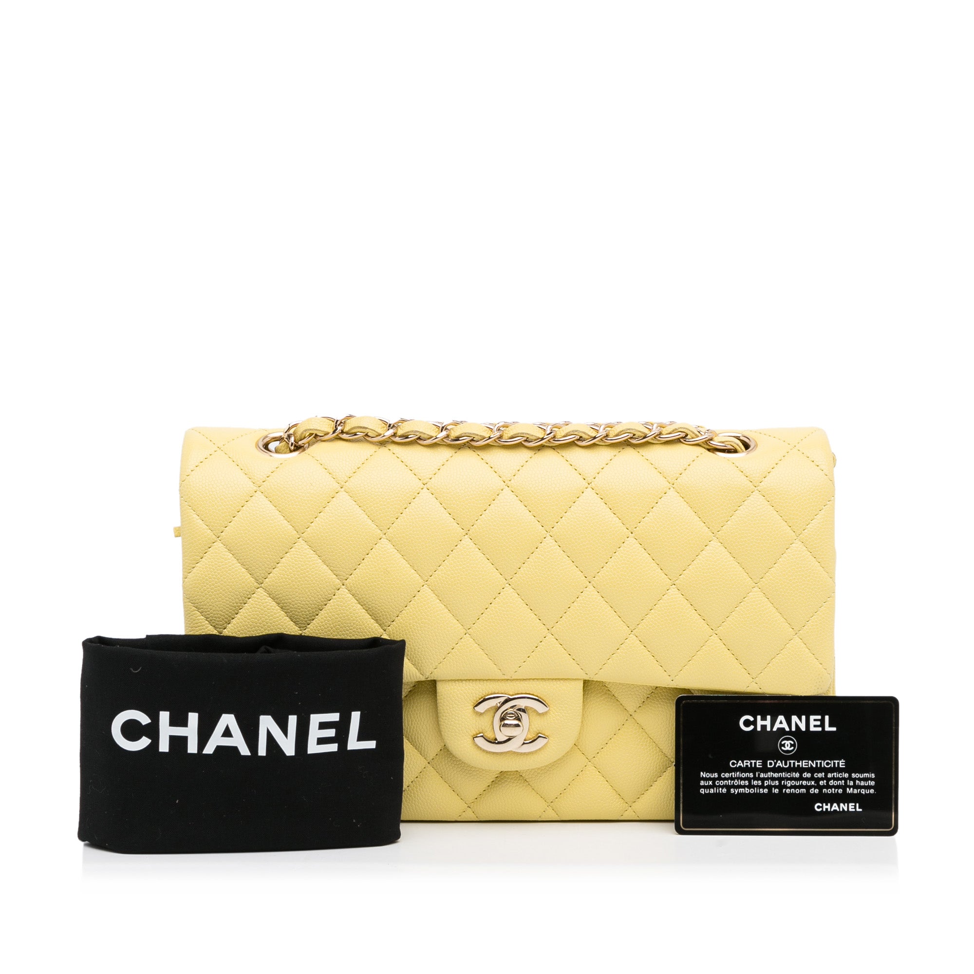 Chanel Yellow Leather 2.55 Double Flap Bag