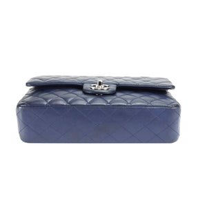 Chanel Classic Double Flap Medium Navy Lambskin Silver
