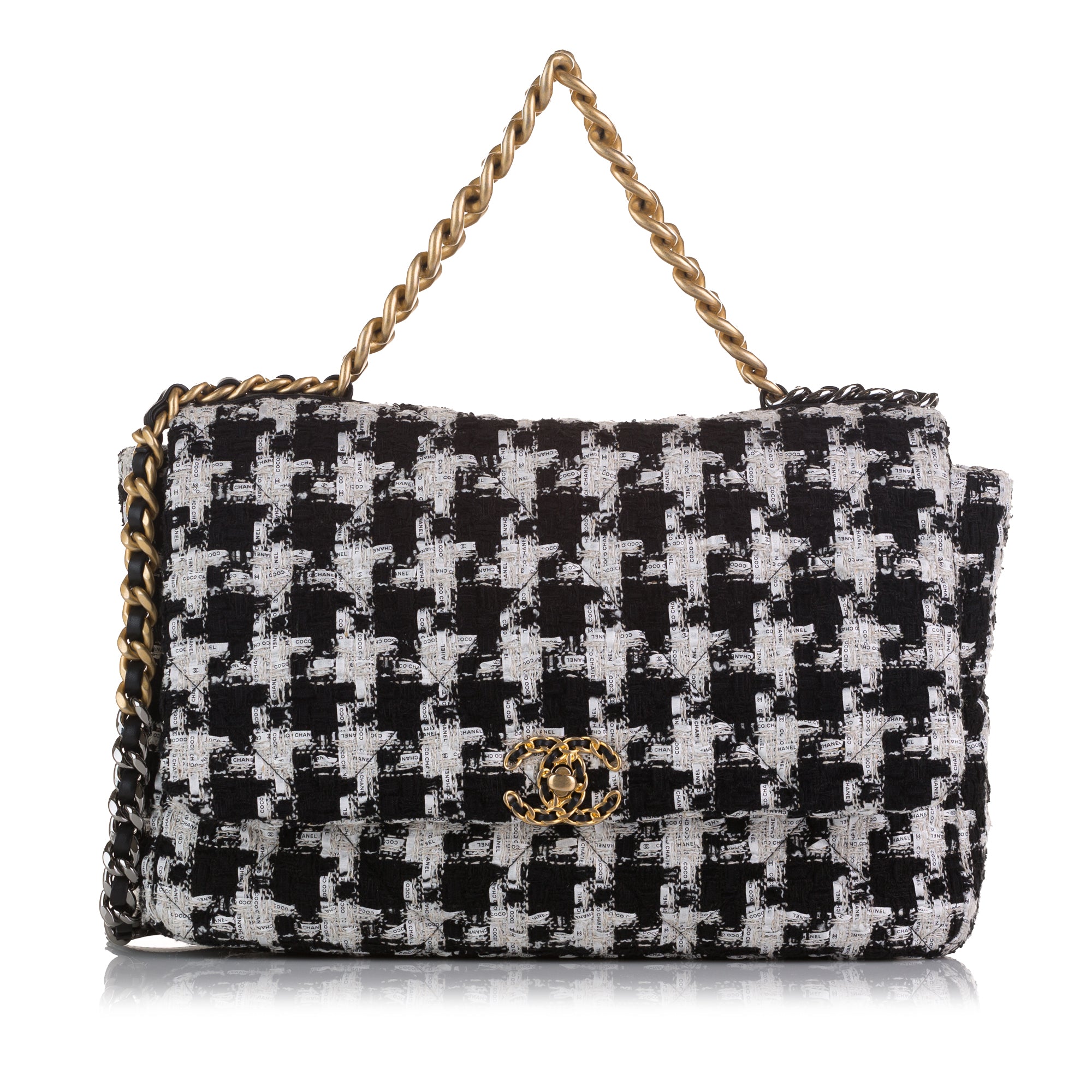 Chanel Black/White Quilted Tweed Chanel 19 Maxi Flap Bag