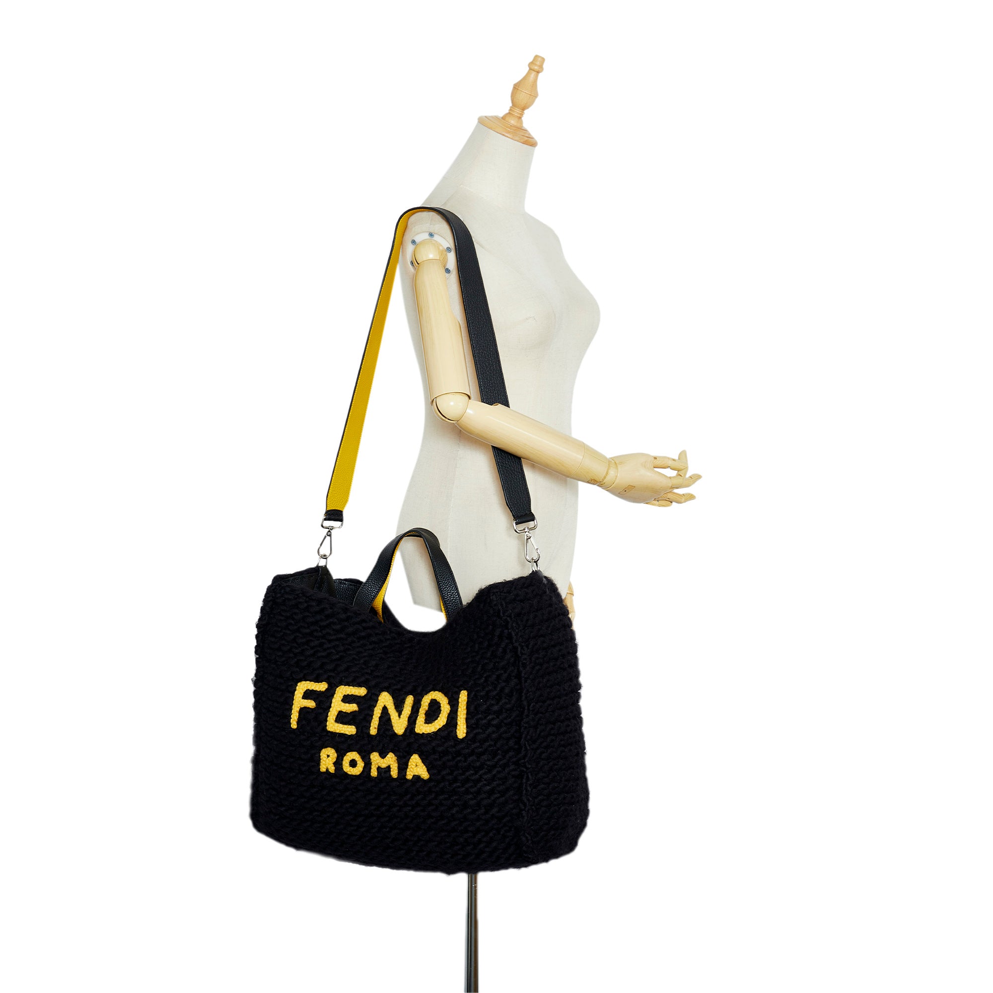 Fendi Tote BAG Black Wool