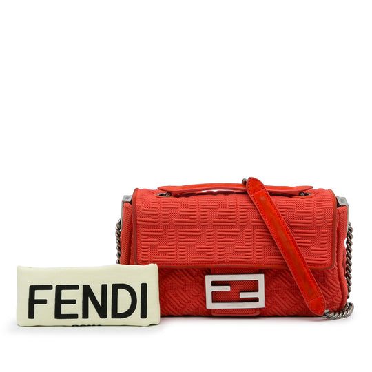 Baguette Fendi Baguette Medio Red Nylon Canvas