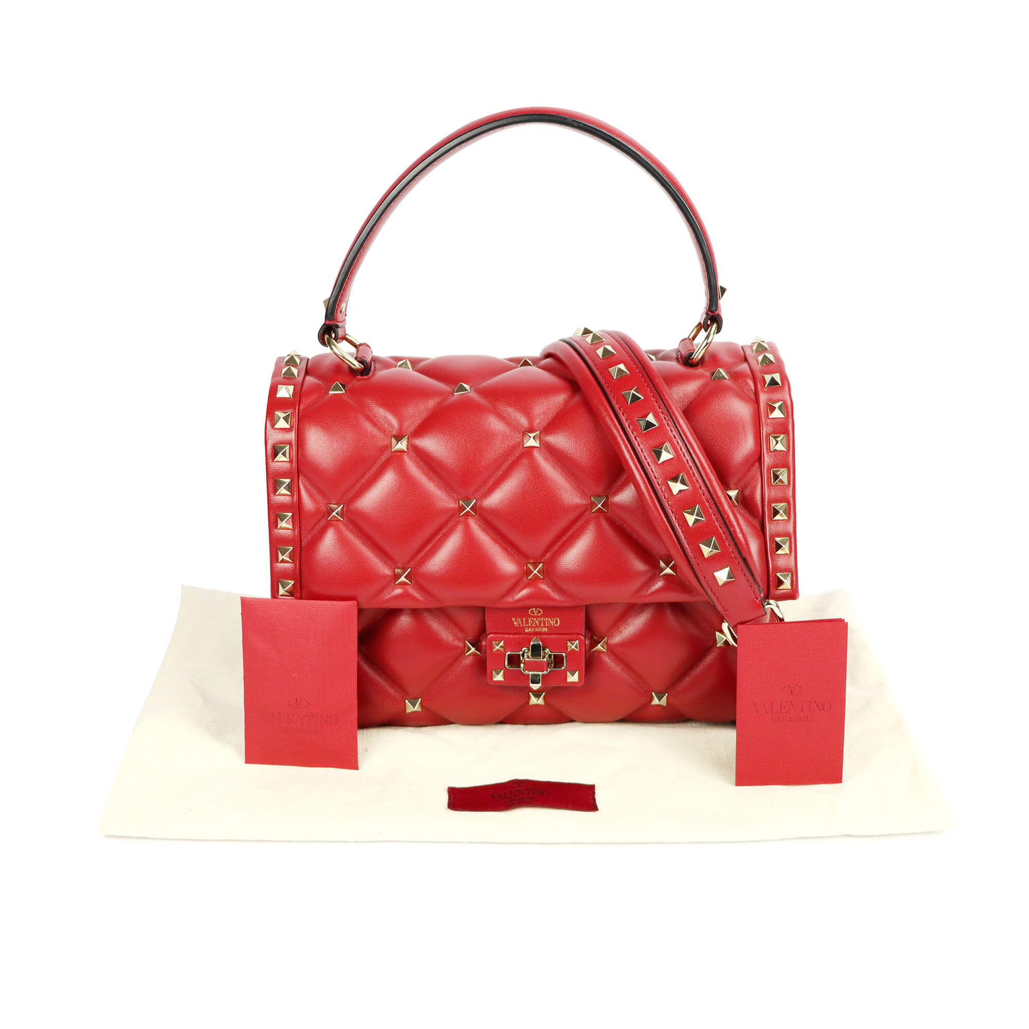 Valentino Candystud Red trapunted Leth