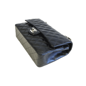 Chanel Classic Double Flap Medium Black Lambskin Silver