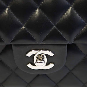 Chanel Classic Double Flap Medium Black Lambskin Silver