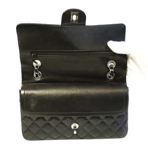 Chanel Classic Double Flap Medium Black Lambskin Silver