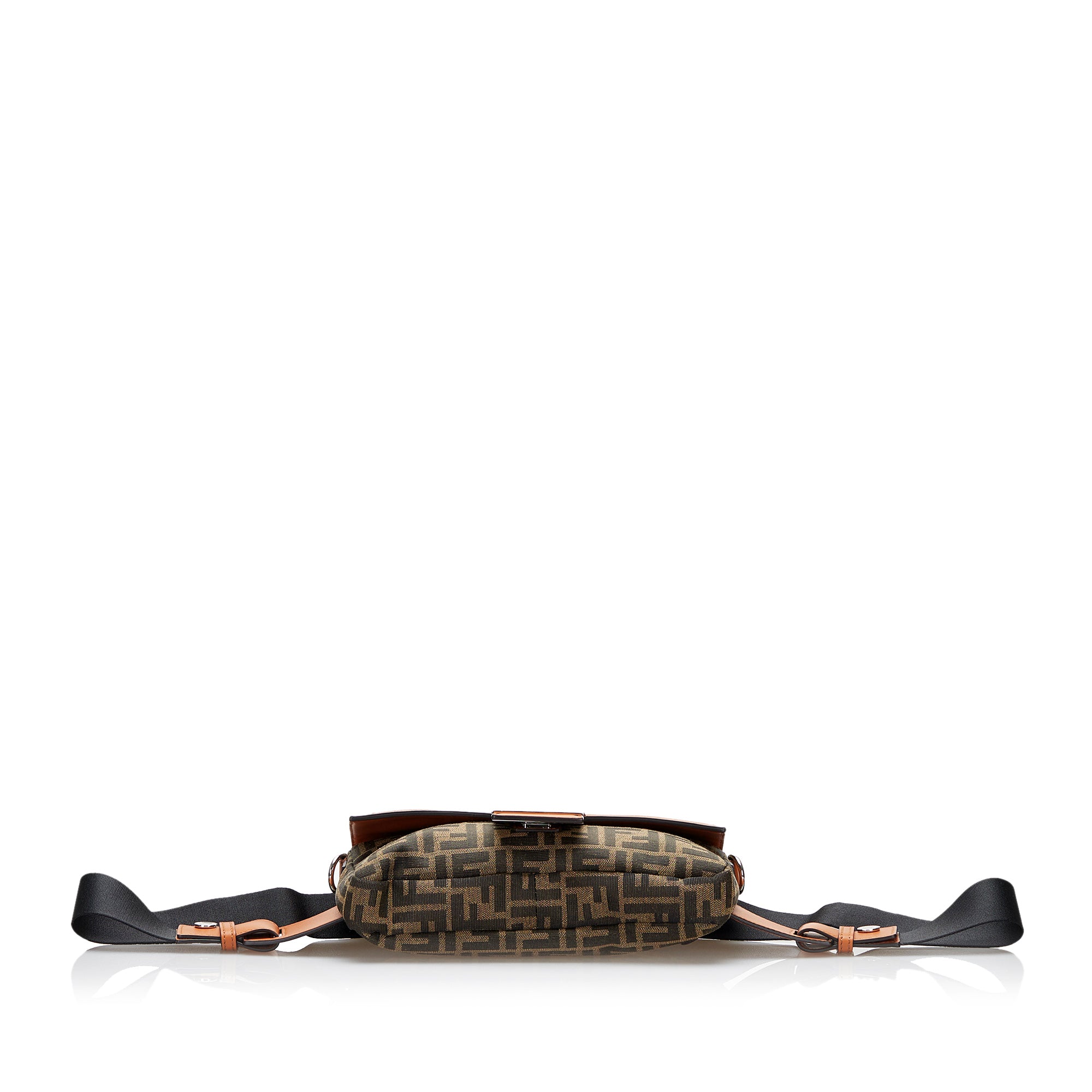 Fendi Zucca Baguette Convertible Sac à courroie en cuir en toile marron