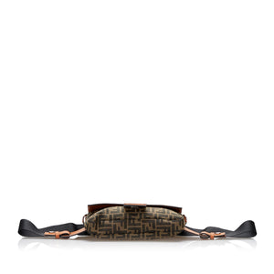 Fendi Zucca Baguette Convertible Sac à courroie en cuir en toile marron