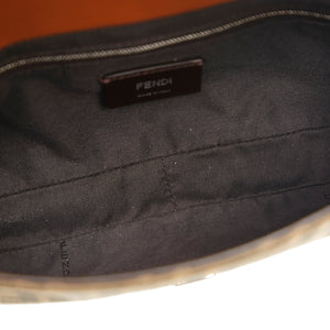 Fendi Zucca Baguette Convertible Sac à courroie en cuir en toile marron
