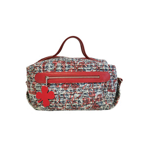 Chanel Duffle Sac Clover Red Tweed Silver