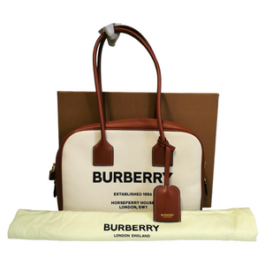 Burberry Handbag White Horseferry Stamping Tela