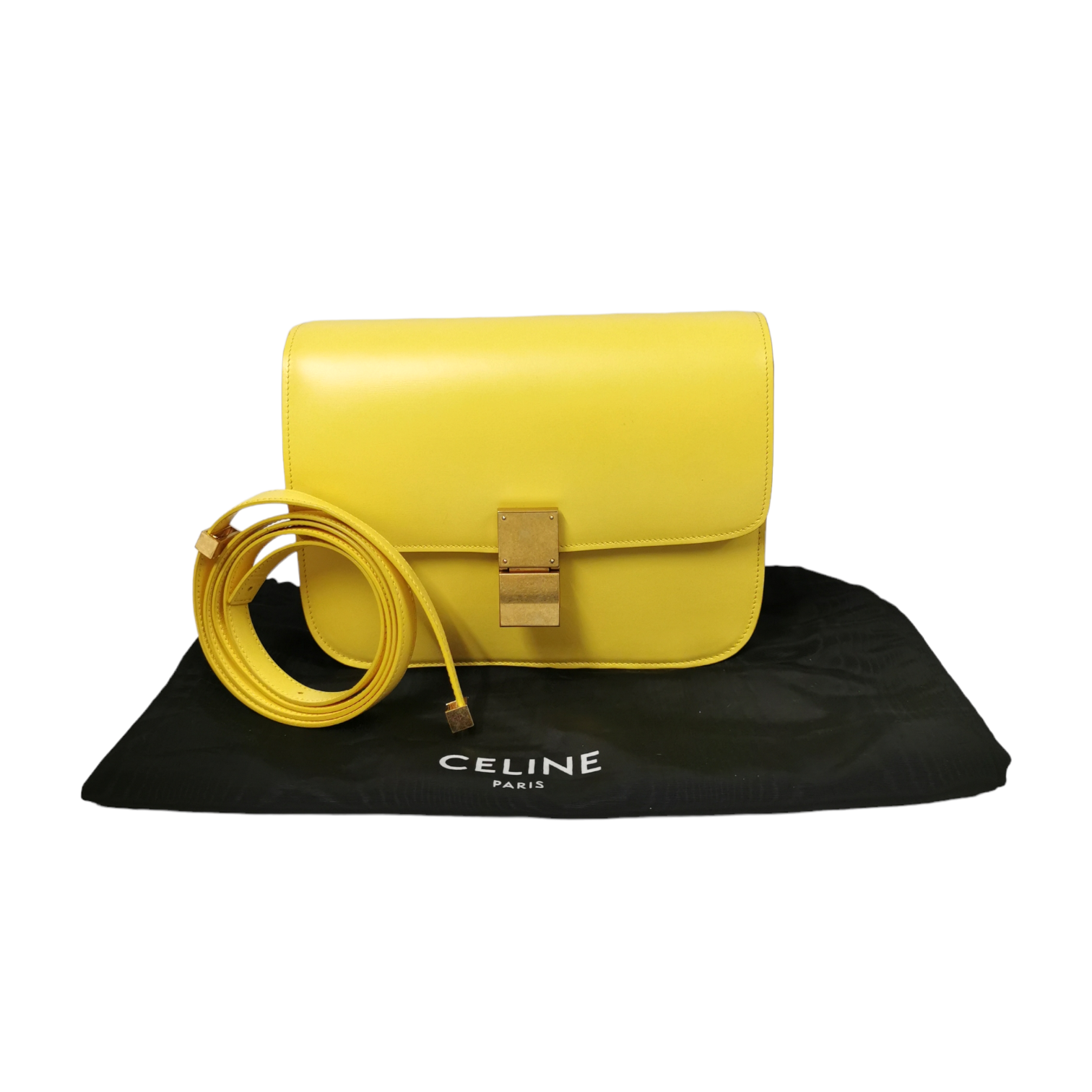 Celine Classic Box Medium Yellow Calfskin 2 600