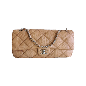 Chanel Ultra Stitch Flap Bag Beige Python