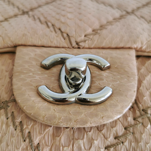 Chanel  Ultra Stitch Flap Bag Beige Python