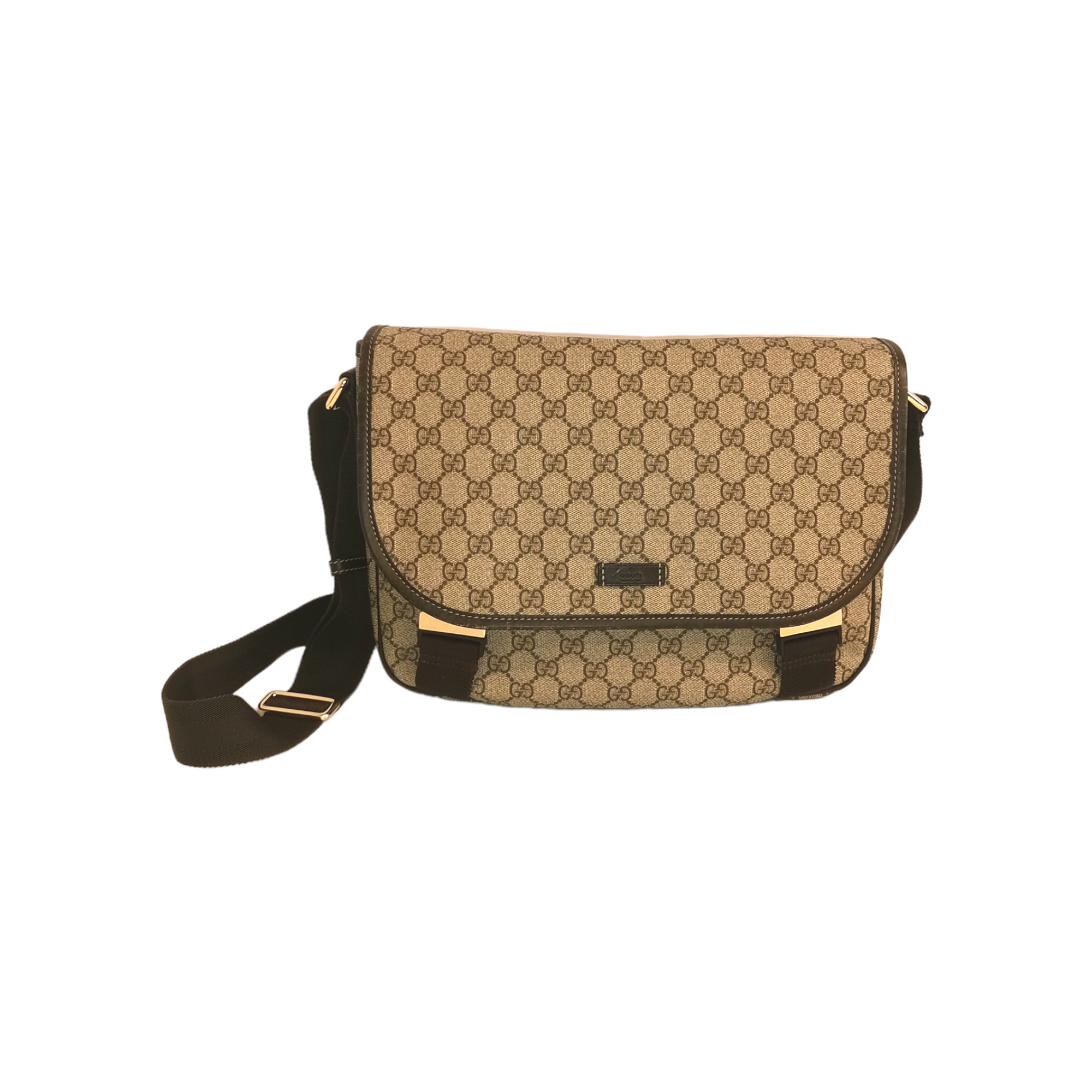 Gucci Messenger Bag GG Canvas Brown Leather 580
