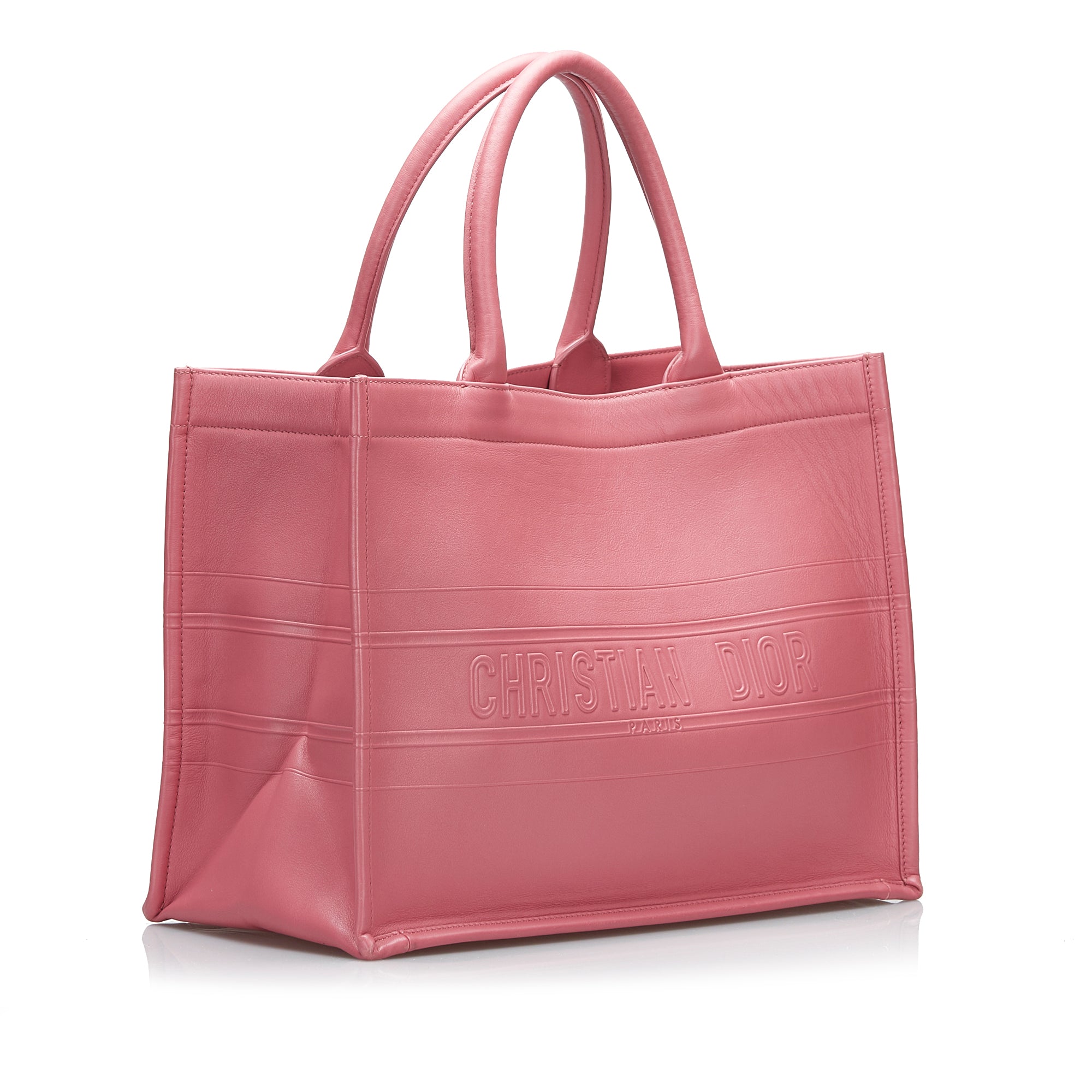 Dior Book Tote Medium Pink Embossed Leather