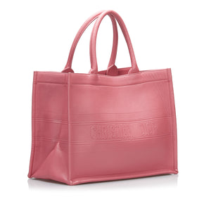 Dior Book Tote Medium Pink Embossed Leather