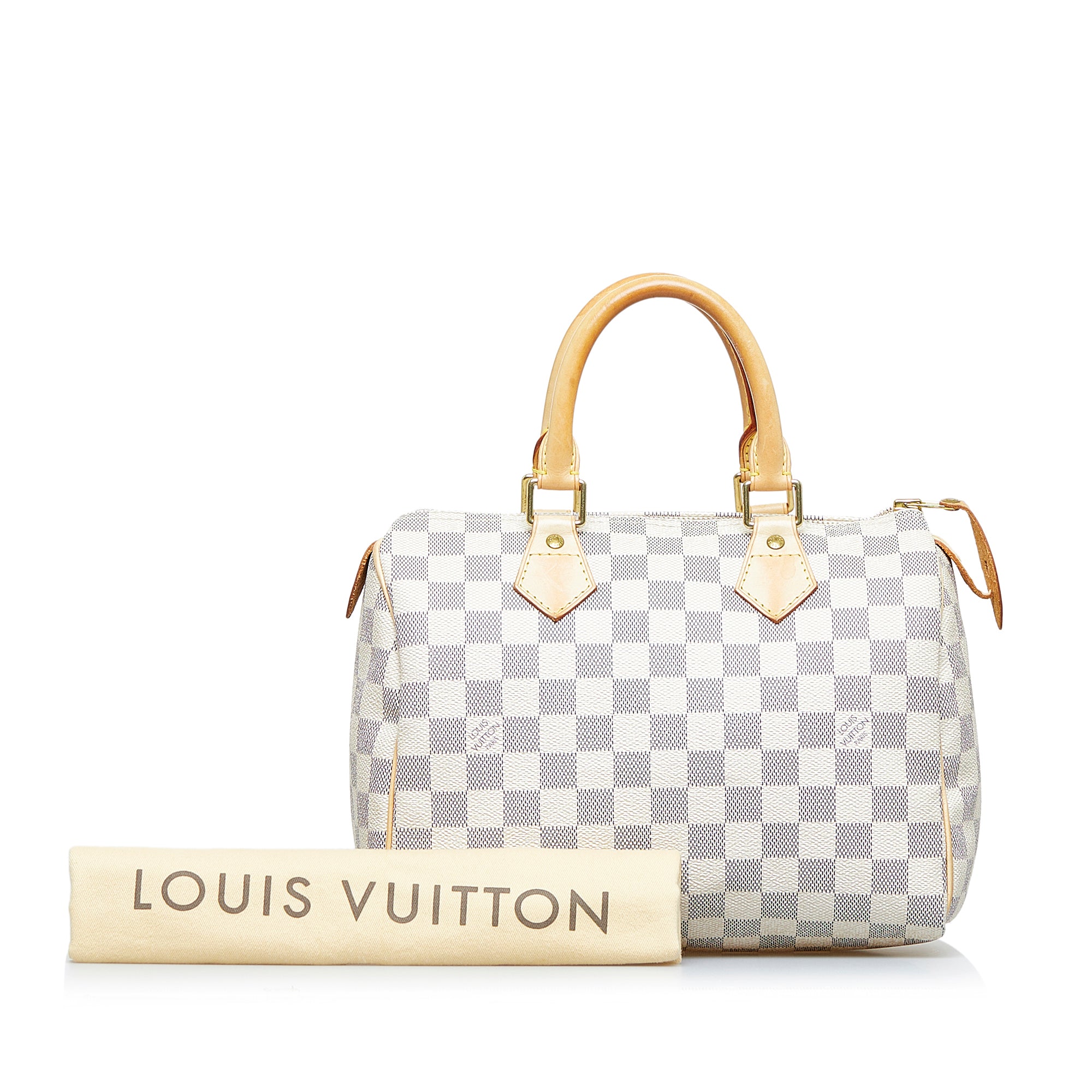 $1300 Louis Vuitton Damier Azur White Checker Speedy 30 Tote Bag