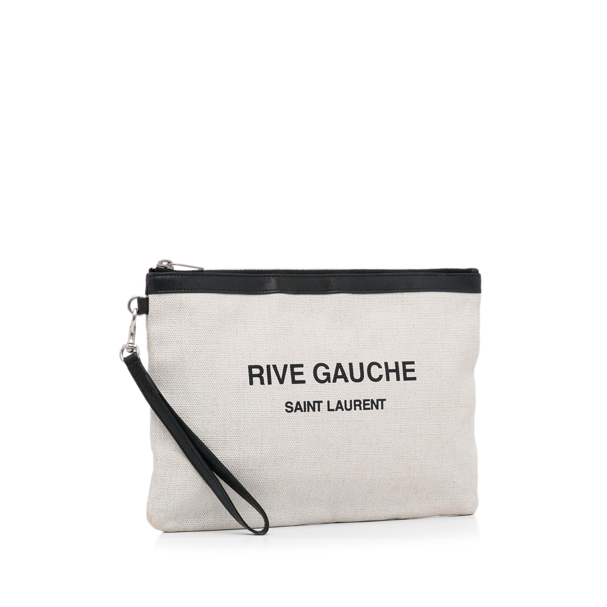 Yves Saint Laurent Rive Gauche Clutch White Canvas