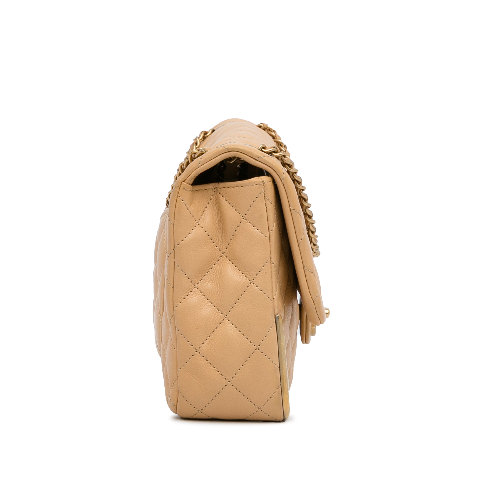Chanel Classic Medium Yellow Lambskin Metal Edge Gold