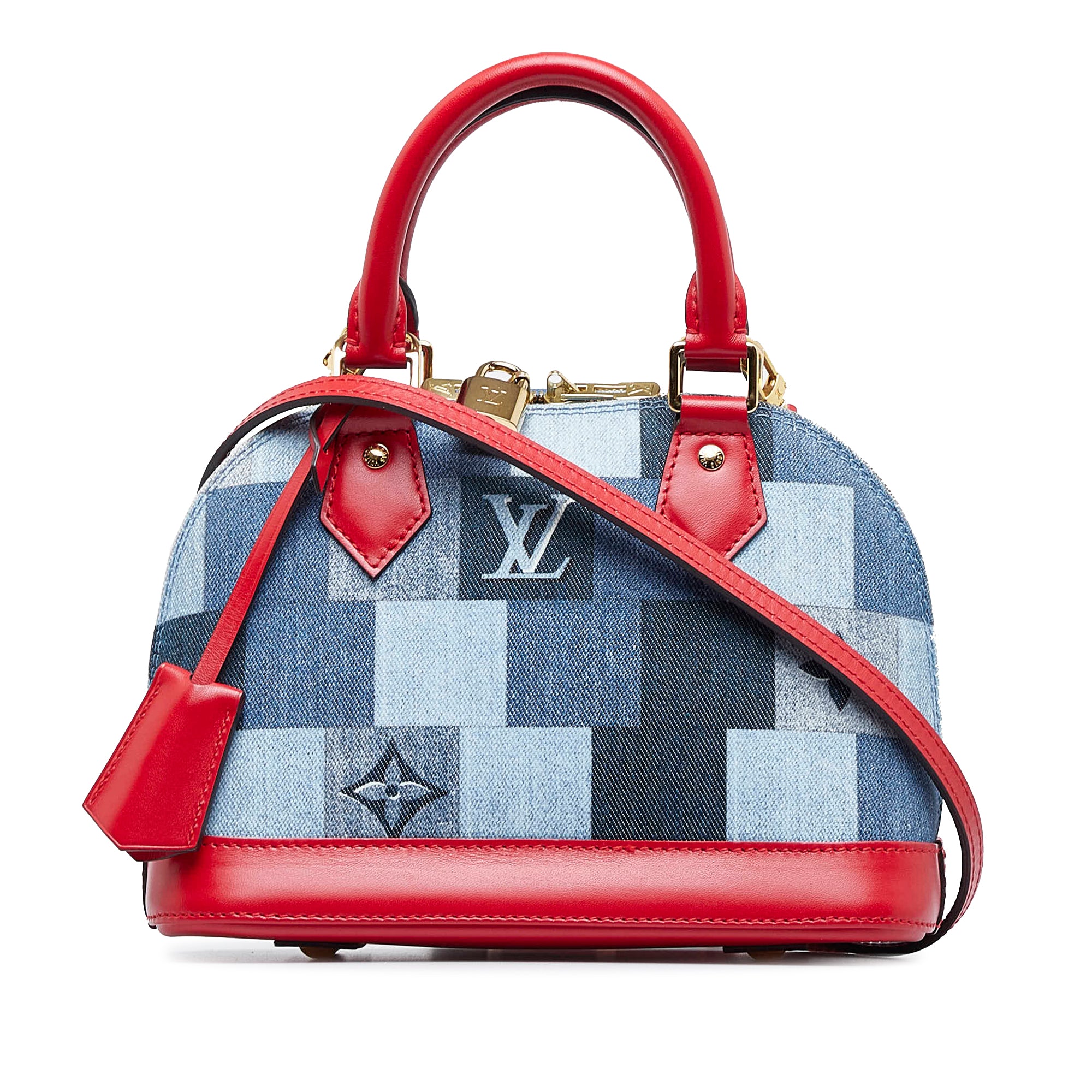 Louis Vuitton Blue/Red Denim Monogram Check Alma BB Bag Louis Vuitton