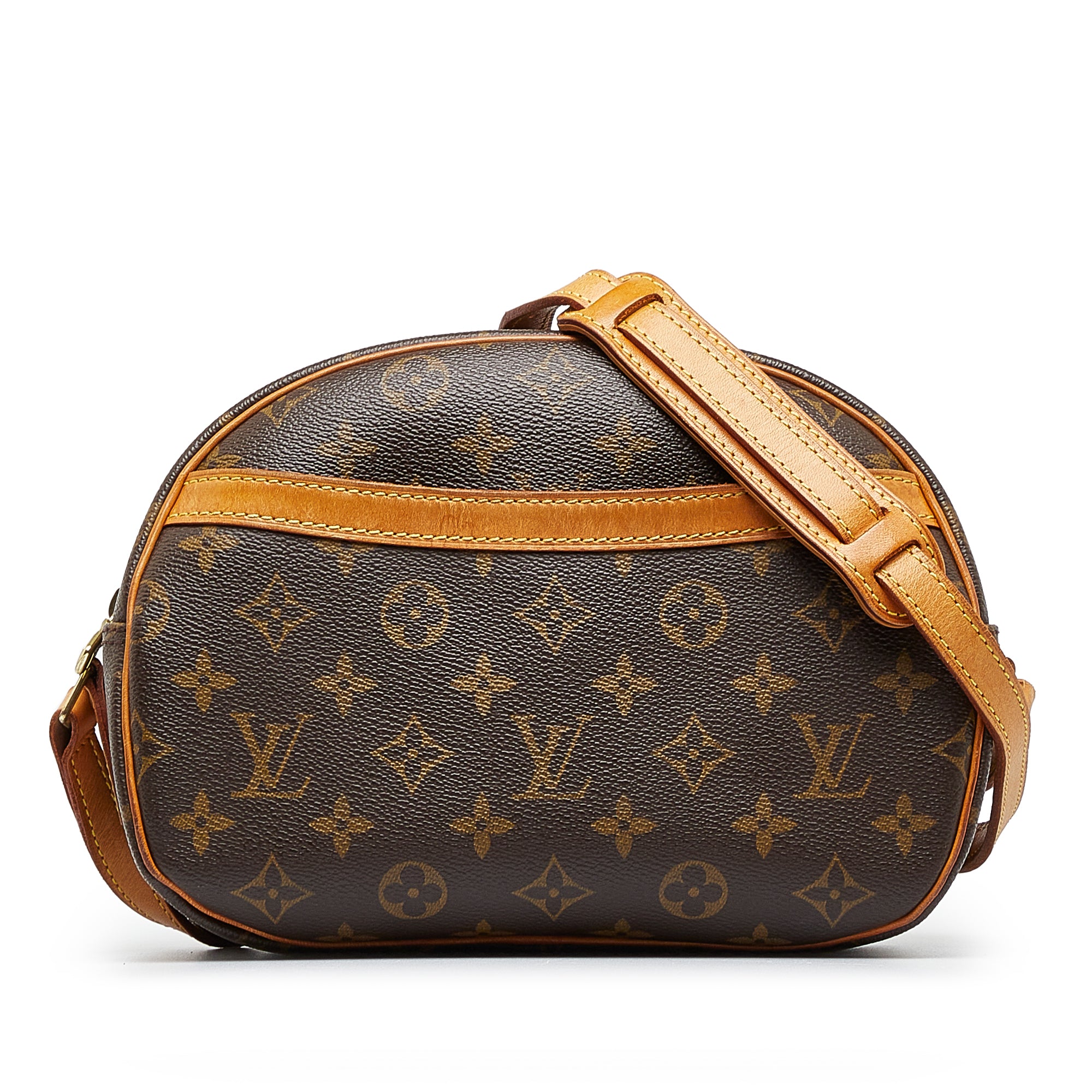 Pre-owned Louis Vuitton Blois Monogram Brown Cross Body Bag ($405) ❤ liked  on Polyvore featuring …