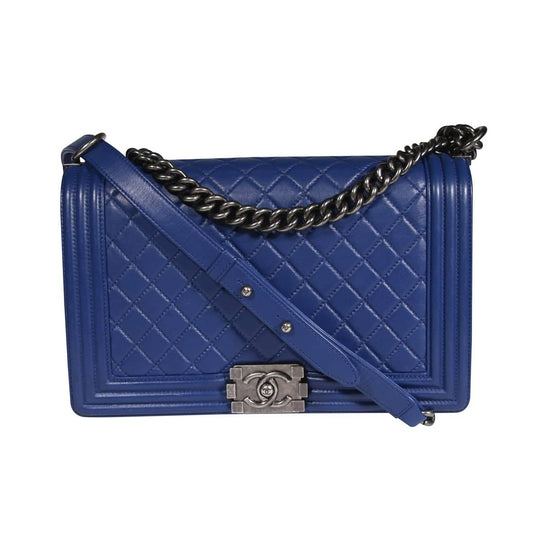 Chanel Boy New Medium Blue Lambskin Ruthenium